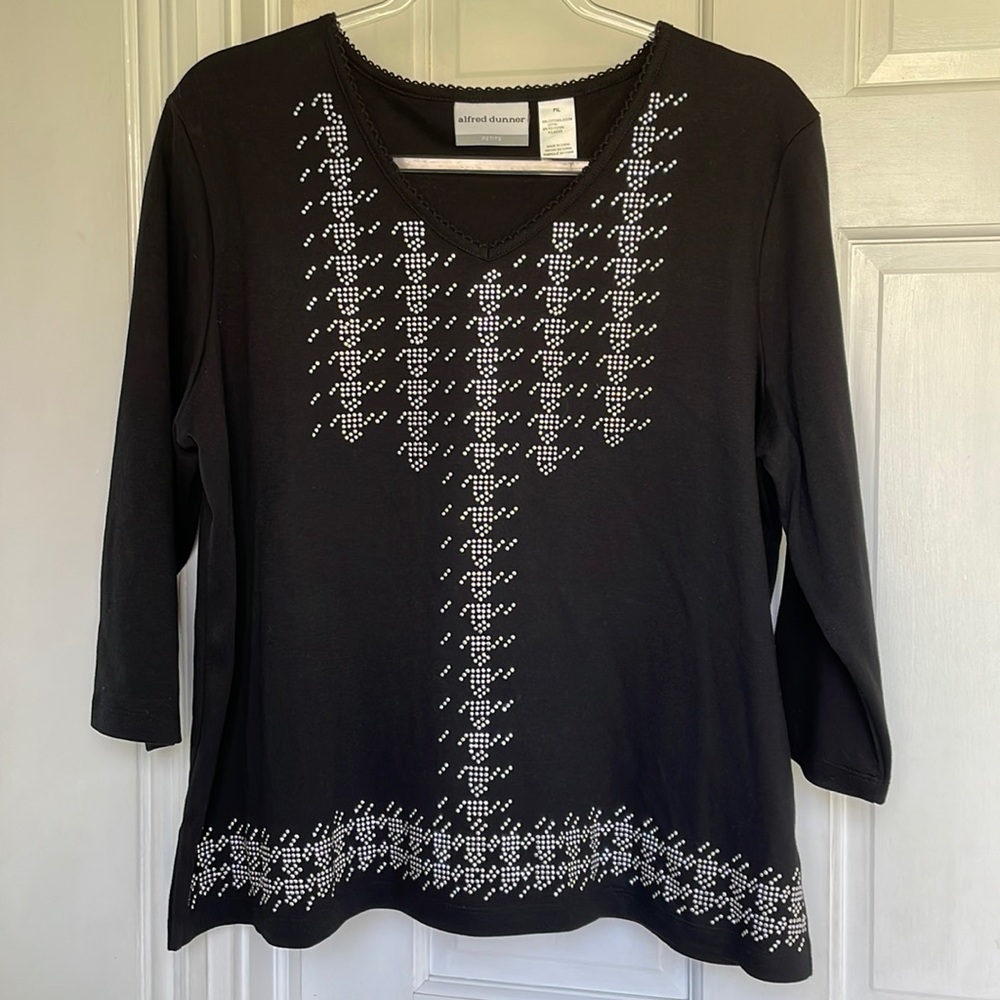 Alfred Dunner, PXL, embellished black top